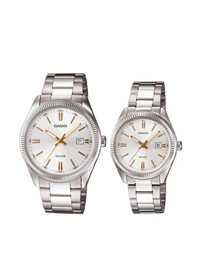 Casio MTP / LTP-1302D-7A2 Silver Dial Couple Watch - Image 1